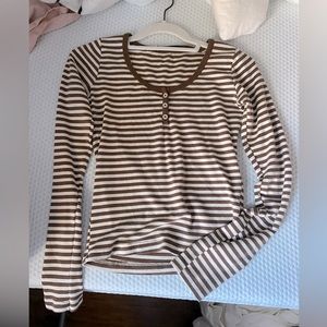 Brandy Melville brown and white stripped long sleeve!
